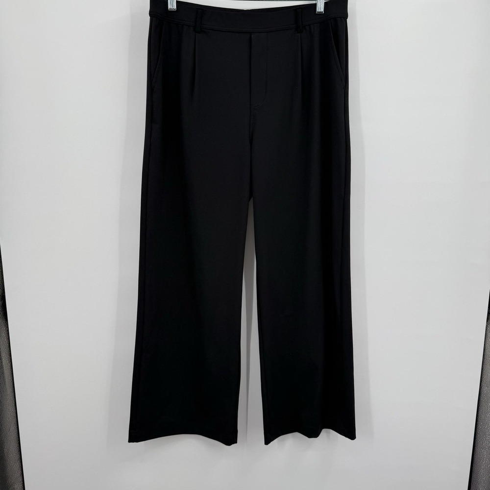 Halara Pants Womens XL Black Ponte Wide Leg Pull On Elastic Waist Pockets